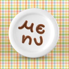 Chocolate menu word on plate
