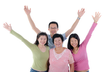 fun adult asian chinese family