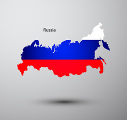 Russia flag on map
