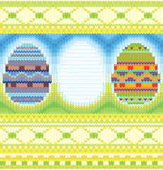 Easter card with eggs and banner, vector