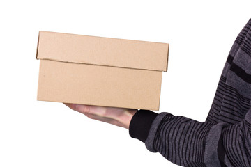 box in hands for a man