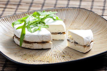 cheese brie filled with roasted mushrooms