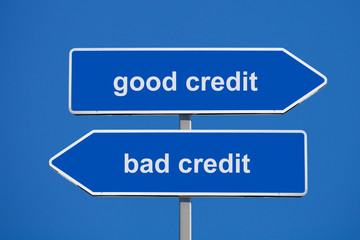 Fototapeta premium Good Bad Credit Signpost