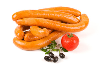 Turkey sausages on white