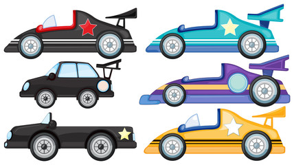 Sechs verschiedene Autos