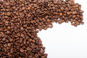 coffee beans close up isolated on white