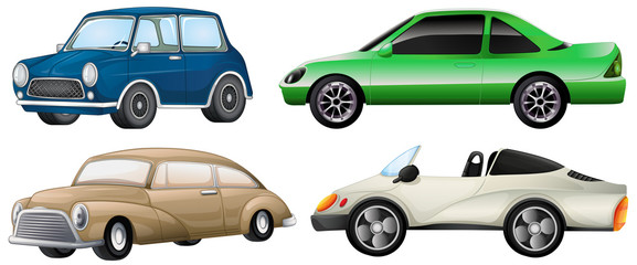 Quatre types de voitures différentes
