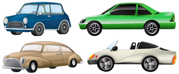 Stickers muraux Course de voitures Quatre types de voitures différentes