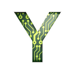 Electric curcuit board letters and numbers collection: Y isolate