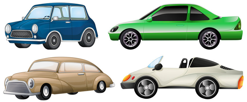 Four different types of cars