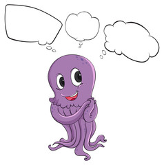 A purple octopus thinking