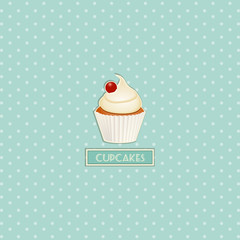 cupcake and polka dot background