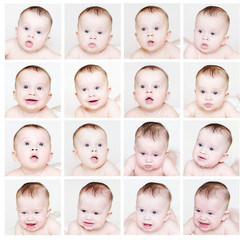Different emotions of the five-months baby