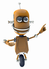 friendly robot pointing on something - cartoon character -