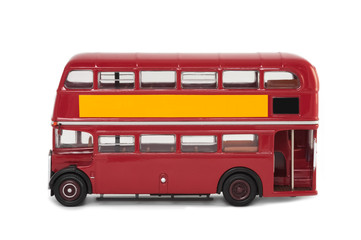 isolated vintage red london bus with copy-space