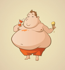 Fat summer beach man