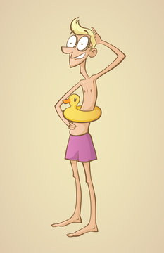 Thin summer beach man