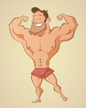 Muscular summer beach man