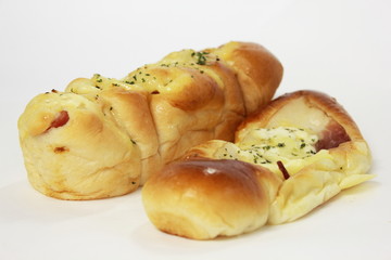 Bread on top cheese and bacon