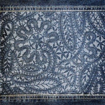 Background denim texture with lace pattern