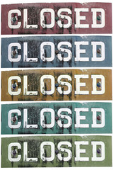 Retro metal closed signs in different colours