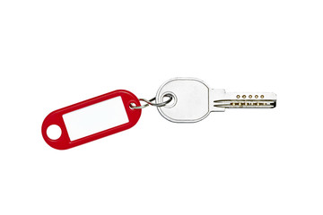 schlüssel, neu, hintergrund, schildchen, rot