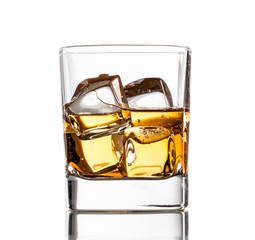Glass of whiskey, isolated on white background