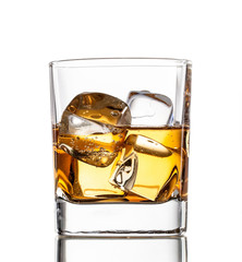Glass of whiskey, isolated on white background