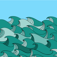 abstract hand-drawn pattern, waves background
