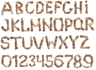 Alphabet of wine corks