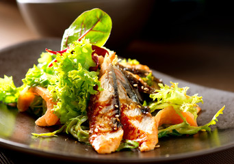 Salad With Smoked Eel with Unagi Sauce