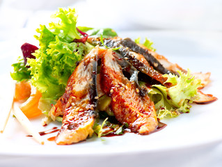 Salad With Smoked Eel with Unagi Sauce