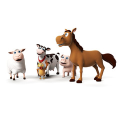 3d rendered illustration of farm animals
