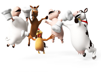 3d rendered illustration of farm animals