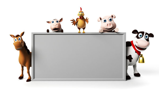 3d rendered illustration of farm animals