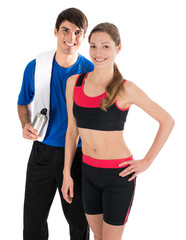 Young couple feeling happy after workout