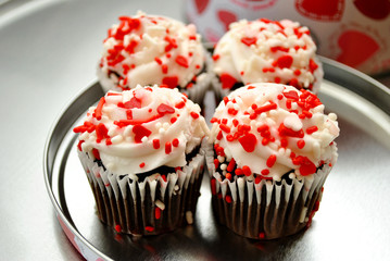 Four Valentine's Cupcakes