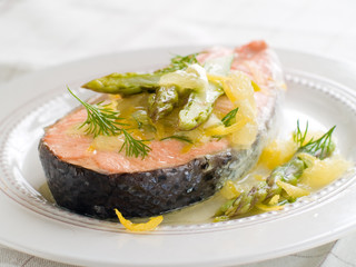 Steamed salmon