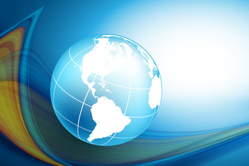 vector wavy lines with copy space and globe. eps10