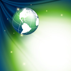 vector wavy lines with copy space and globe. eps10