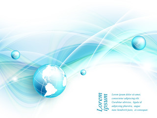 vector wavy lines with copy space and globe. eps10