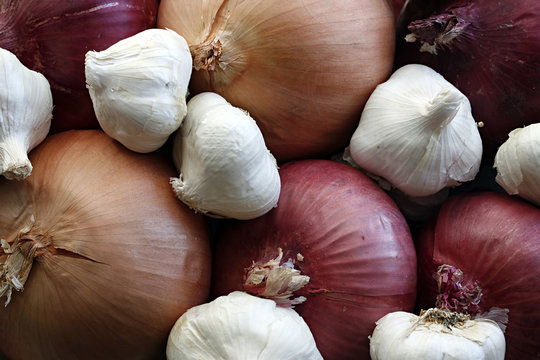 Onion and garlic background