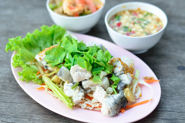 Thai food fish and spicy sauce