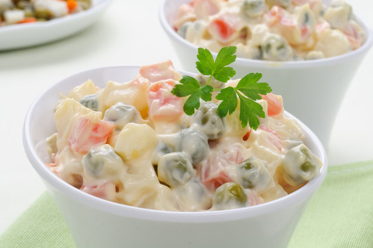 Insalata russa - Russian traditional salad, selective focus