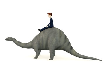 3d render of cartoon character on brontosaurus © bescec