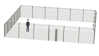 3d render of cartoon character in fence