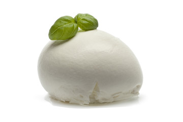 Fresh Mozzarella with basil leaves