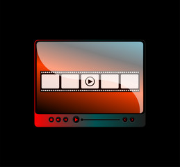 movie player interface with film strip and digital buttons