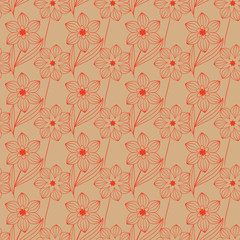 Seamless floral pink and red pattern