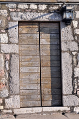 closed old wooden door